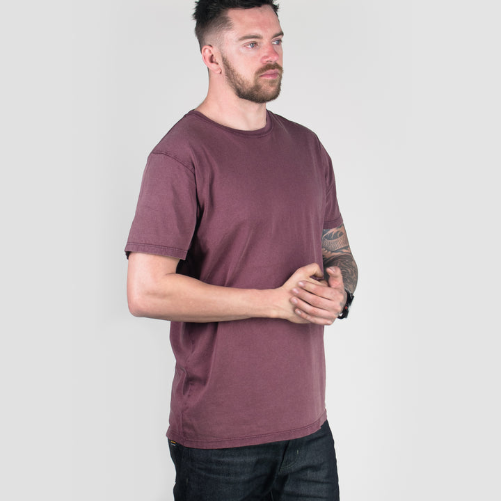 Burgundy Stonewash Organic Tee